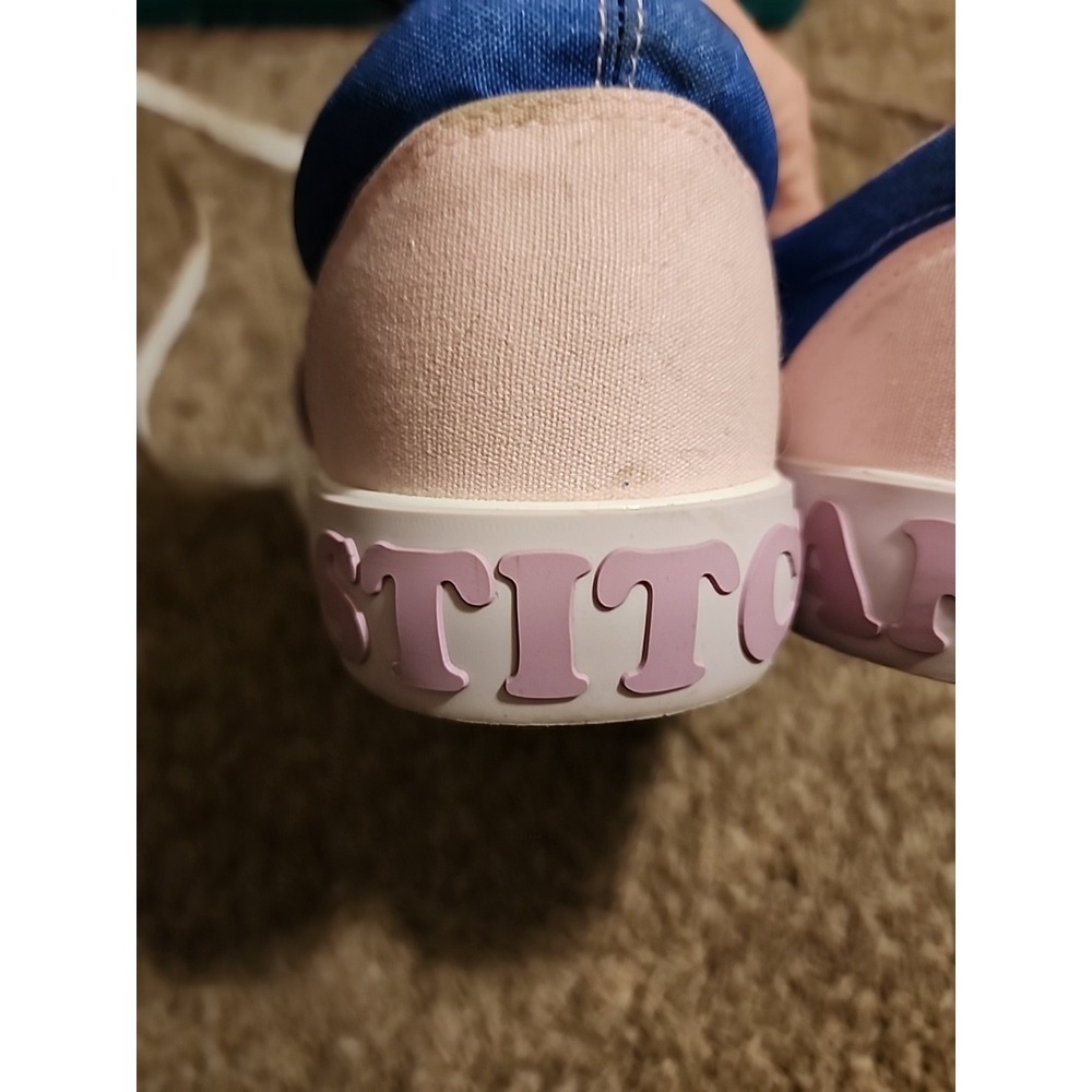 Disney Stitch And Angel Slip On Shoes Unisex M 11 - W 12.5 Pink And Blue Used - Picture 5 of 8